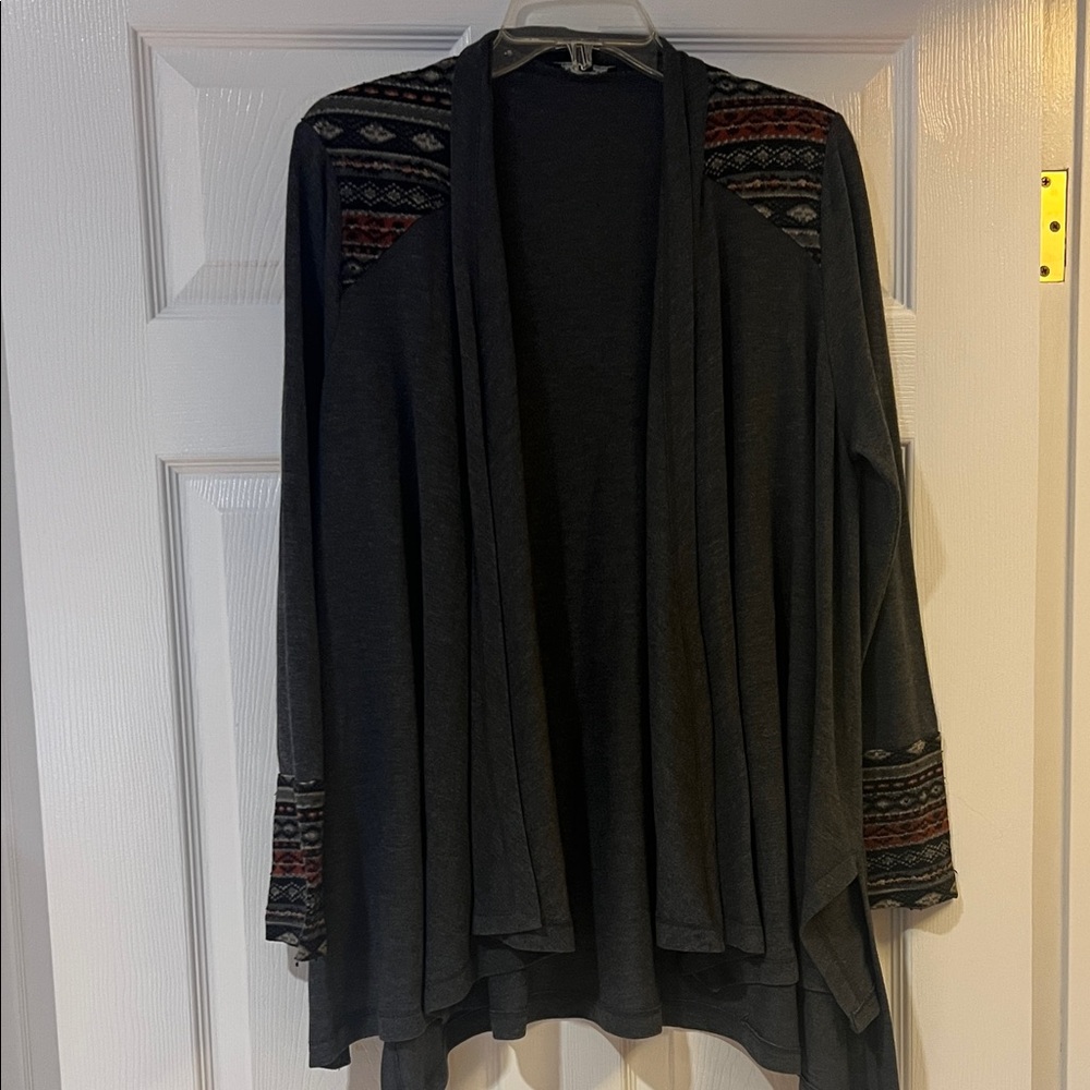Staccato Gray Cardigan with Patterned Accents